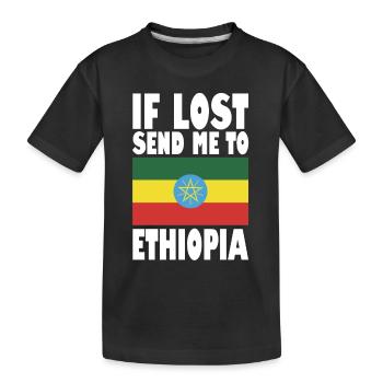 Ethiopia Flag Saying - Kids' Premium Organic T-Shirt - black - Front