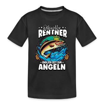 Angeln Angler Rentner - Kinder Premium Bio T-Shirt - Schwarz - Vorne