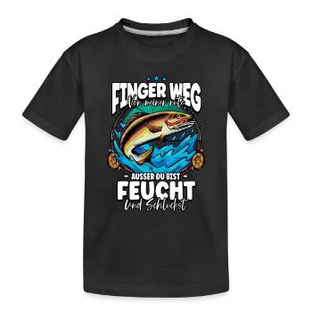 Finger Weg Von Meiner Rute Angeln Angler - Kinder Premium Bio T-Shirt - Schwarz - Vorne