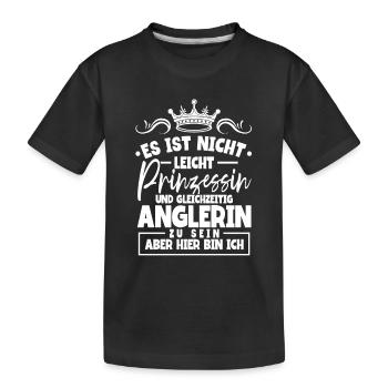Angeln Anglerin - Kinder Premium Bio T-Shirt - Schwarz - Vorne