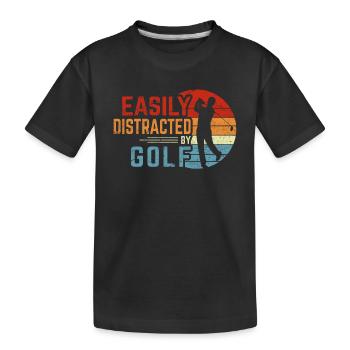 Easily Distracted By Golf Funny Golfing Lover Reti - Kids' Premium Organic T-Shirt - black - Front