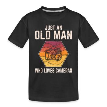 Old Man Loves Cameras Funny Photography Lover Phot - Kinder Premium Bio T-Shirt - Schwarz - Vorne