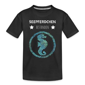 Seepferdchen Bestanden Abzeichen Tauchen Geschenk - Kinder Premium Bio T-Shirt - Schwarz - Vorne
