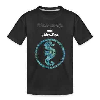 Seepferd Seepferdchen Abzeichen Schwimmprüfung - Kinder Premium Bio T-Shirt - Schwarz - Vorne