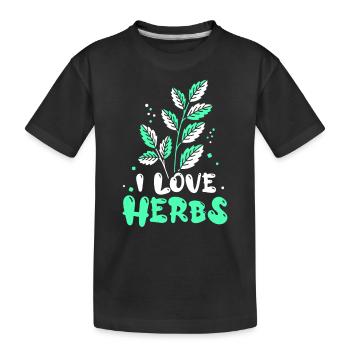 J’adore les herbes herbes herbes aromatiques jardin d’herbes aromatiques - T-shirt bio Premium Enfant - noir - Devant