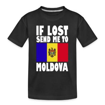 Moldova Flag Slogan - Kids' Premium Organic T-Shirt - black - Front