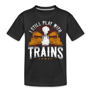 Steam Train Driver Trainspotting - Kids' Premium Organic T-Shirt - black - Front