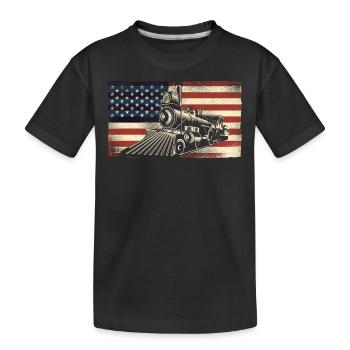 Steam Train Driver Trainspotting - Kids' Premium Organic T-Shirt - black - Front