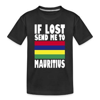 Mauritius Flag Saying - Kids' Premium Organic T-Shirt - black - Front