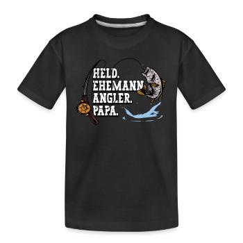 Angeln Angler Papa - Kinder Premium Bio T-Shirt - Schwarz - Vorne