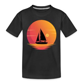 Yacht Im Sonnenuntergang-segelboot - Kinder Premium Bio T-Shirt - Schwarz - Vorne