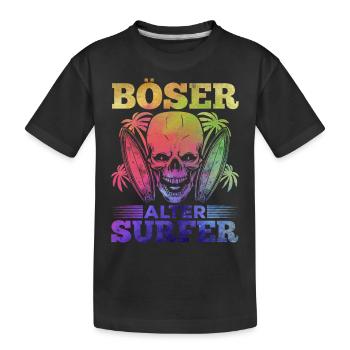 Surfer Wassersport Surfing Surfbrett Böser Alter - Kinder Premium Bio T-Shirt - Schwarz - Vorne