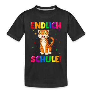Endlich Schule Tiger 1. Klasse - Kinder Premium Bio T-Shirt - Schwarz - Vorne