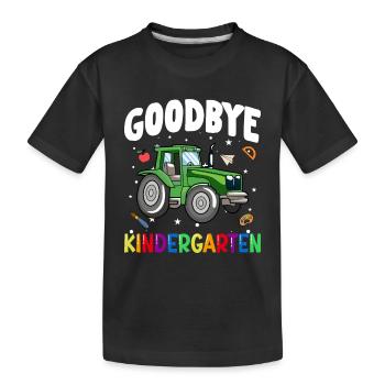 Goodbye Kindergarten Traktor Einschulung Schule - Kinder Premium Bio T-Shirt - Schwarz - Vorne
