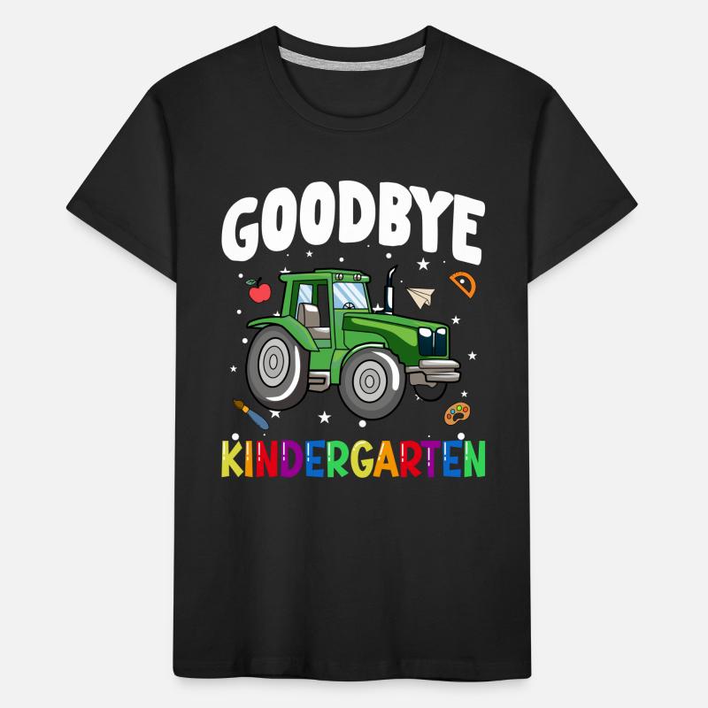 Goodbye Kindergarten Traktor Einschulung Schule Kinder Premium Bio T-Shirt