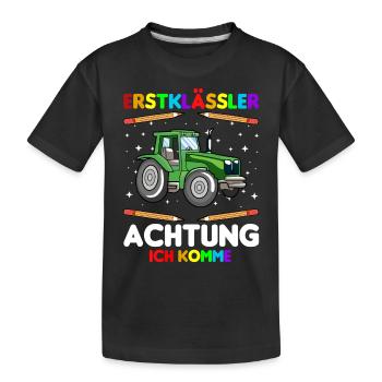 Erstklässler Achtung ich komme - Kinder Premium Bio T-Shirt - Schwarz - Vorne