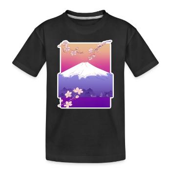 Japan mountain beautiful design with flowers - Kids' Premium Organic T-Shirt - black - Front