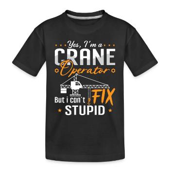 Kranführer Bauarbeiter Beruf Kranfahrer Geschenk - Kinder Premium Bio T-Shirt - Schwarz - Vorne