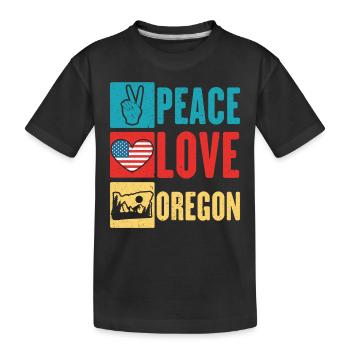 Peace Love Oregon États-Unis État d’Amérique Oregonian - T-shirt bio Premium Enfant - noir - Devant