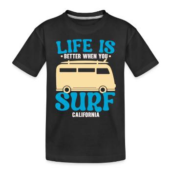 La vie est meilleure quand vous surfez USA California Surfe - T-shirt bio Premium Enfant - noir - Devant