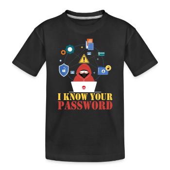 Ich Kenne Dein Passwort Hacker Cybersecurity Hack - Kinder Premium Bio T-Shirt - Schwarz - Vorne