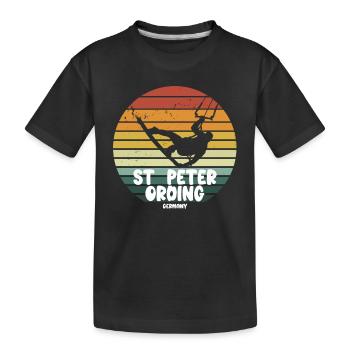 St. Peter Ording Kitesurfing Wassersport Design - Kinder Premium Bio T-Shirt - Schwarz - Vorne