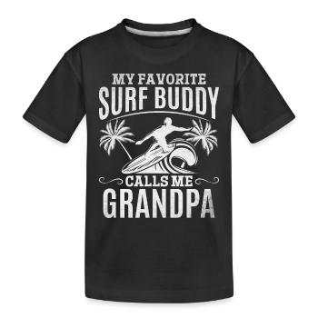 Surfen Mein Lieblings-Surfer-Kumpel nennt mich - Kinder Premium Bio T-Shirt - Schwarz - Vorne