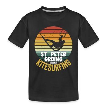 St. Peter Ording Kitesurfing Wassersport Design - Kinder Premium Bio T-Shirt - Schwarz - Vorne