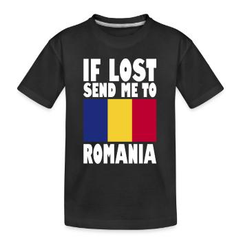 Romania Flag Slogan - Kids' Premium Organic T-Shirt - black - Front