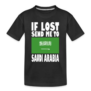 Saudi Arabia Flag Slogan - Kids' Premium Organic T-Shirt - black - Front