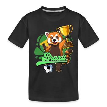 Brazil Football - Kids' Premium Organic T-Shirt - black - Front