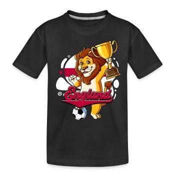 England Fußball - Kinder Premium Bio T-Shirt - Schwarz - Vorne