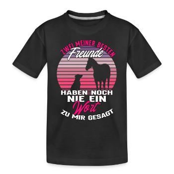Pferd Und Hund Beste Freunde Spruch Geschenkidee - Kinder Premium Bio T-Shirt - Schwarz - Vorne