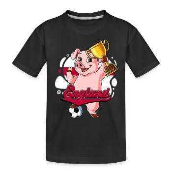 England Fußball - Kinder Premium Bio T-Shirt - Schwarz - Vorne