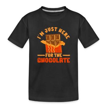 Je ne suis ici drôle qu’à cause du chocolat - T-shirt bio Premium Enfant - noir - Devant