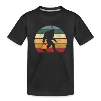 Bigfoot Sasquatch Witch Hat Jack O Lantern - Kids' Premium Organic T-Shirt - black - Front