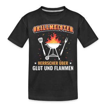 Grillmeister Herrscher über Glut und Flammen - Kinder Premium Bio T-Shirt - Schwarz - Vorne