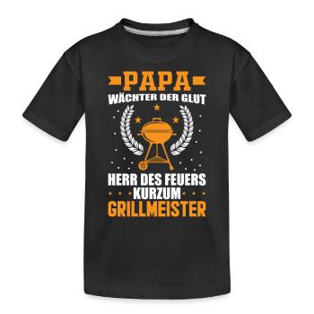 Grillmeister Papa Vatertagsgeschnk T-Shirt - Kinder Premium Bio T-Shirt - Schwarz - Vorne