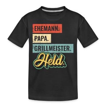 Grillmeister Vater Vatertag Geschenk Retro - Kinder Premium Bio T-Shirt - Schwarz - Vorne