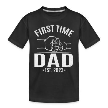 Zum ersten Mal Dad Est. 2023 Papa wird Vaterschaft - Kinder Premium Bio T-Shirt - Schwarz - Vorne