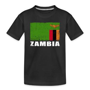 Sambia Flagge Grunge Sambia Fahne - Kinder Premium Bio T-Shirt - Schwarz - Vorne