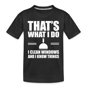 Lustiges Fensterputzer Shirt - Kinder Premium Bio T-Shirt - Schwarz - Vorne