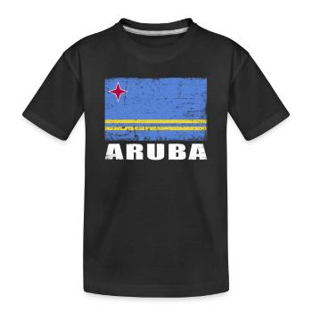 Aruba Flagge Grunge Aruba Fahne - Kinder Premium Bio T-Shirt - Schwarz - Vorne