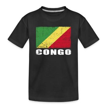 Drapeau du Congo Grunge Drapeau du Congo - T-shirt bio Premium Enfant - noir - Devant
