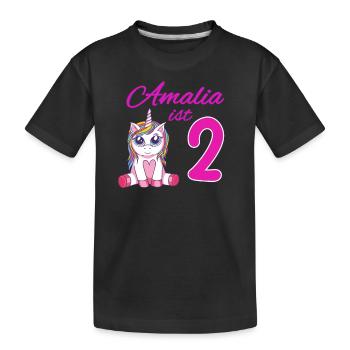 Kindergeburtstag 2 Jahre Mädchen Name Amalia - Kinder Premium Bio T-Shirt - Schwarz - Vorne