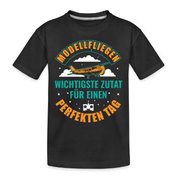 Modellflugzeug Flieger Flugzeug Pilot Modellflug - Kinder Premium Bio T-Shirt - Schwarz - Vorne
