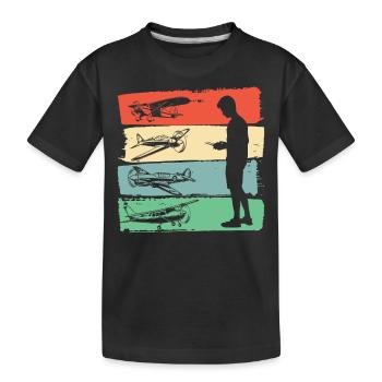 Modellflugzeug Flieger Flugzeug Pilot Modellflug - Kinder Premium Bio T-Shirt - Schwarz - Vorne