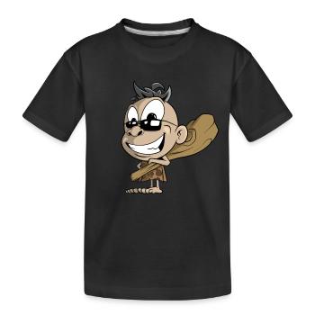Little Neanderthal with mace - Kids' Premium Organic T-Shirt - black - Front