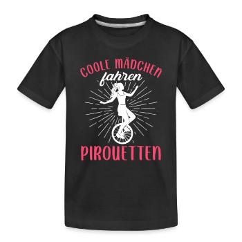 Coole Mädchen fahren Pirouetten Einrad - Kinder Premium Bio T-Shirt - Schwarz - Vorne