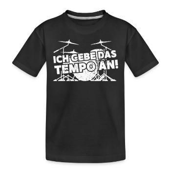Schlagzeuger Tempo Drummer - Kinder Premium Bio T-Shirt - Schwarz - Vorne